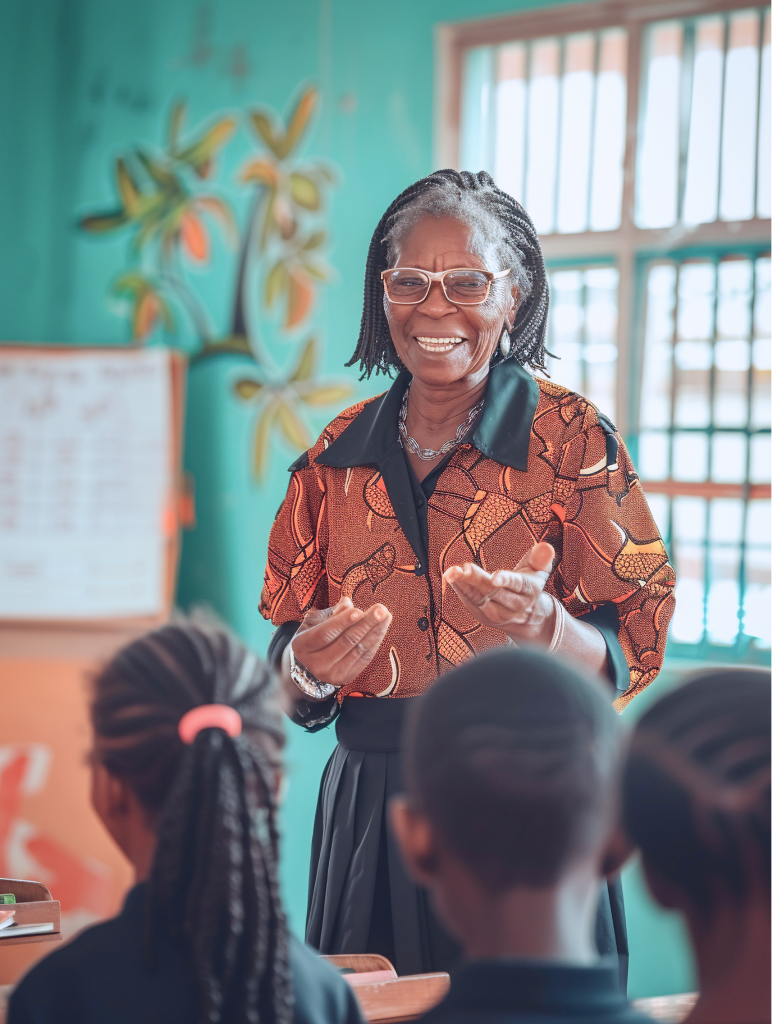 Teacher in an African classroom